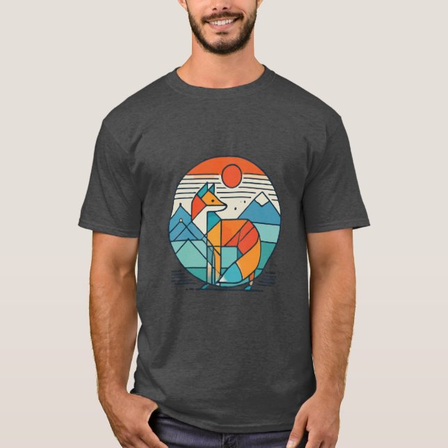 Geometrische Fox-Kunst - Modernes Abstraktes Tierd T-Shirt (Vorderseite)