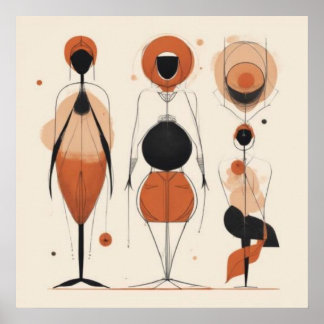 Geometrische Frauen in Bewegung — Geometrischer Rh Poster