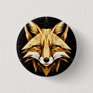 Geometrische Fuchsdarstellung mit goldenen Tönen Button