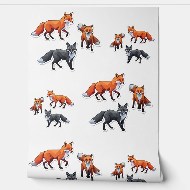 Geometrische Füchse, Fox Illustration, Fox Sticker Tapete (Abrollen)