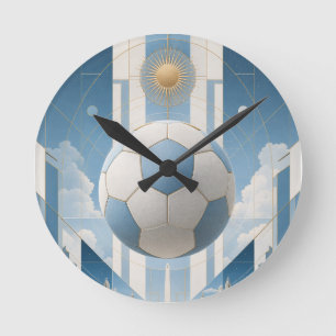 Geometrische Fußball-Stadtlandschaft-Argentinien Runde Wanduhr