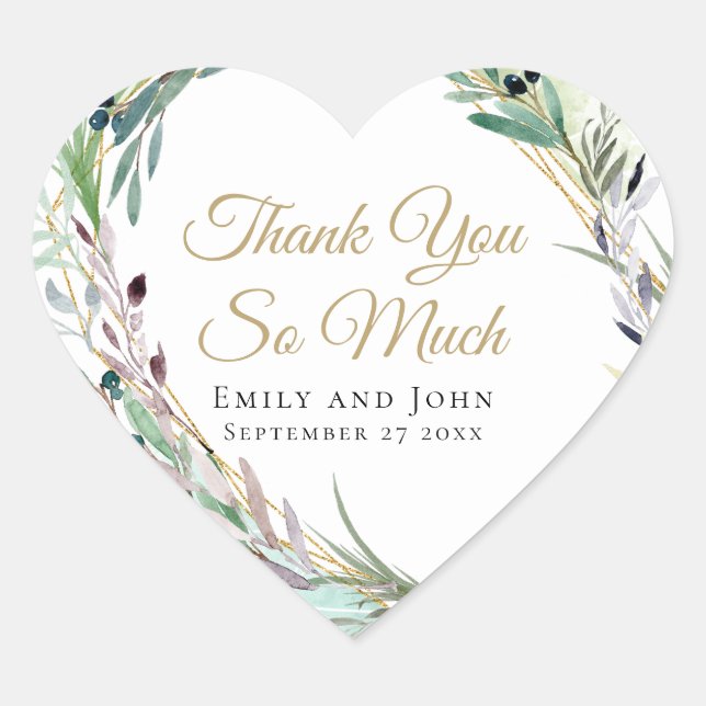 Geometrische Gastgeschenk Hochzeit des Wasserfarbe Herz-Aufkleber (Vorderseite)