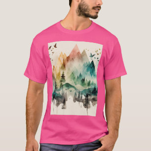 Geometrische Gebirgsformen Wasserfarbe T-Shirt