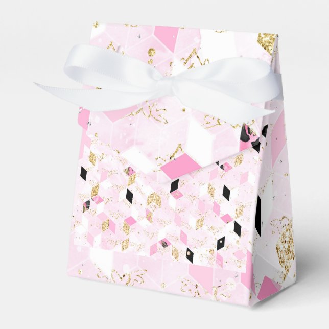 geometrische Gefälligkeitsbox in Rosa, Schwarz und Geschenkschachtel (Vorderseite)