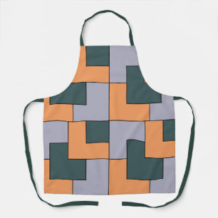 Geometrische geometrische Lila grüne Orangenquadra Schürze