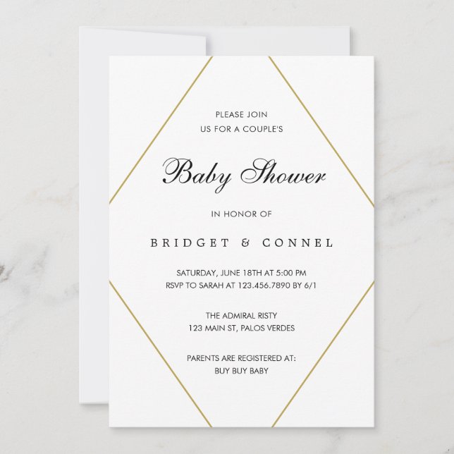 Geometrische Geschlechtsneutrale Paare Babydusche Einladung (Vorderseite)