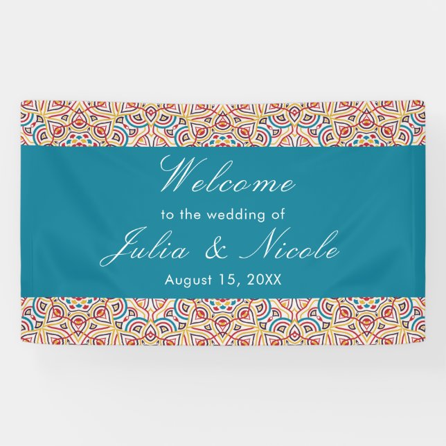 Geometrische Glitzern Kupfermetallische Hochzeit Banner (Horizontal)