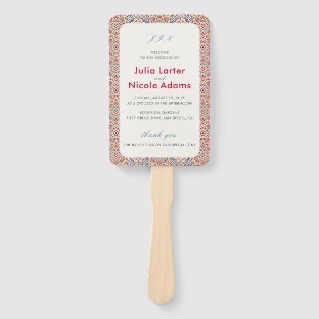 Geometrische Glitzern Kupfermetallische Hochzeit Fächer (Vorderseite)