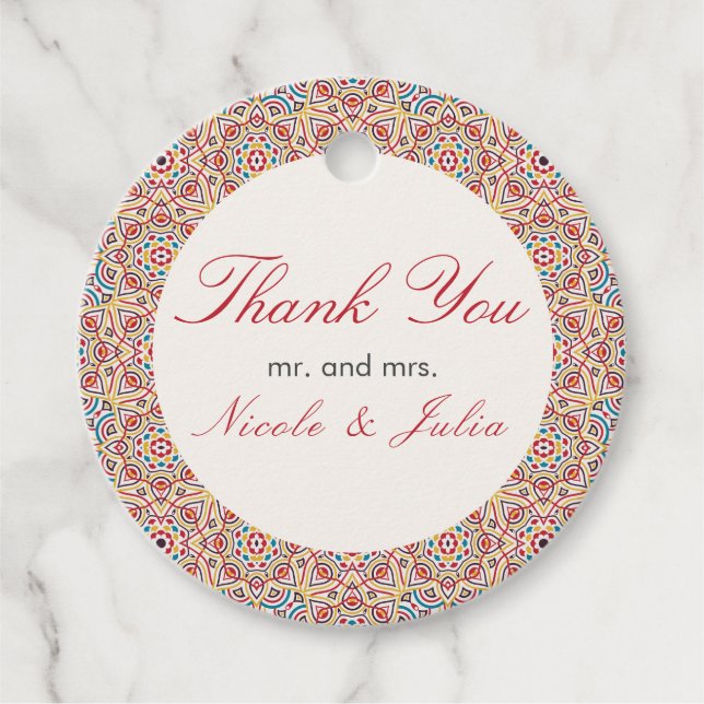 Geometrische Glitzern Kupfermetallische Hochzeit Geschenkanhänger (Vorderseite)