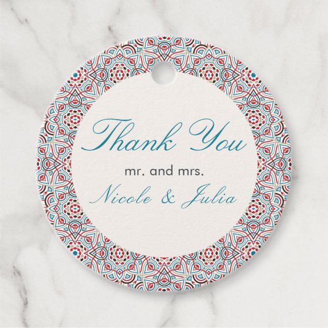 Geometrische Glitzern Kupfermetallische Hochzeit Geschenkanhänger (Vorderseite)