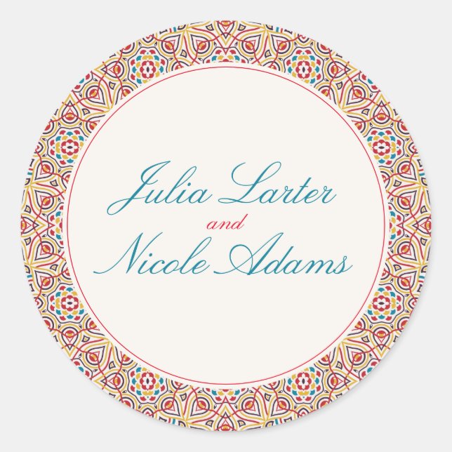 Geometrische Glitzern Kupfermetallische Hochzeit Runder Aufkleber (Vorderseite)