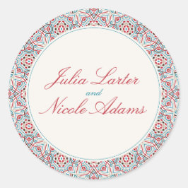 Geometrische Glitzern Kupfermetallische Hochzeit Runder Aufkleber