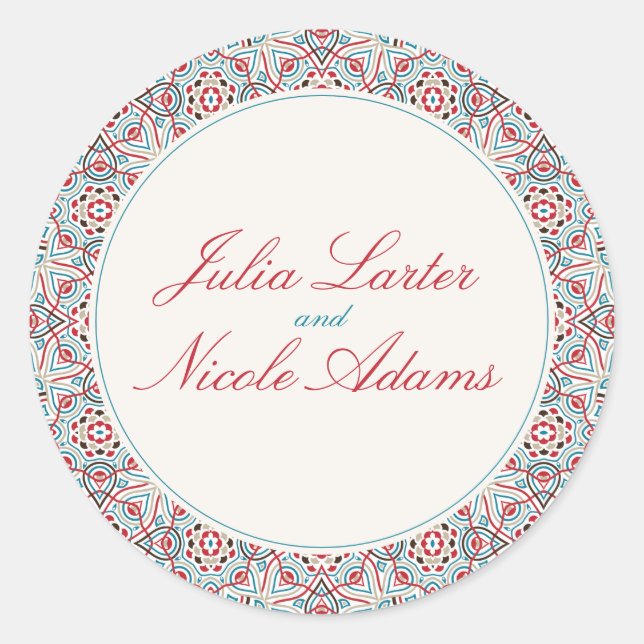 Geometrische Glitzern Kupfermetallische Hochzeit Runder Aufkleber (Vorderseite)