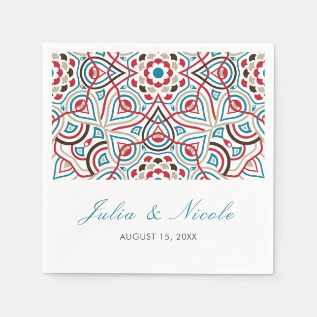 Geometrische Glitzern Kupfermetallische Hochzeit Serviette (Vorderseite)