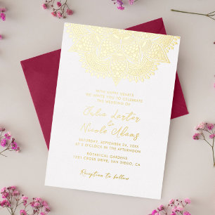 Geometrische Glitzernde Metallische Luxus Hochzeit Folieneinladung