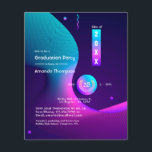 Geometrische Glow Graduation Party Flyer<br><div class="desc">Moderne Graduiertenparty Einladung mit Akzenten von blau und lila,  individuell auf Ihre Bedürfnisse zugeschnitten. Umschläge sind nicht enthalten. Für dickere Einladungen mit Umschlägen und passenden Produkten zum selben Thema lesen Sie bitte die unten stehende Kollektion.</div>