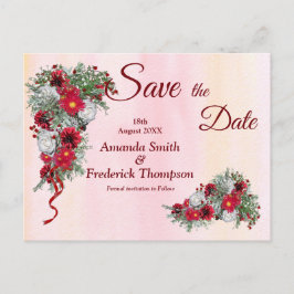 Geometrische Gold Burgundy-Blume Save the Date Ankündigungspostkarte