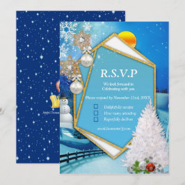 Geometrische Gold Frame RSVP Karte
