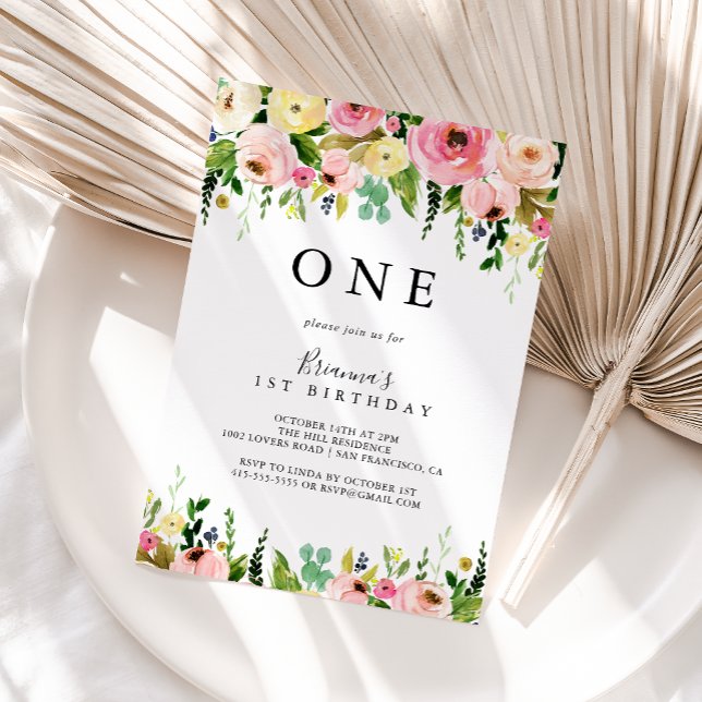 Geometrische Gold Tropical Fall First Birthday Par Einladung (Von Creator hochgeladen)