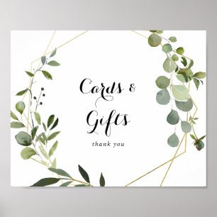 Geometrische Gold Tropical Green Cards und Geschen Poster