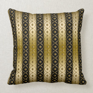 Geometrische Gold- und schwarze Streifen und Quatr Kissen