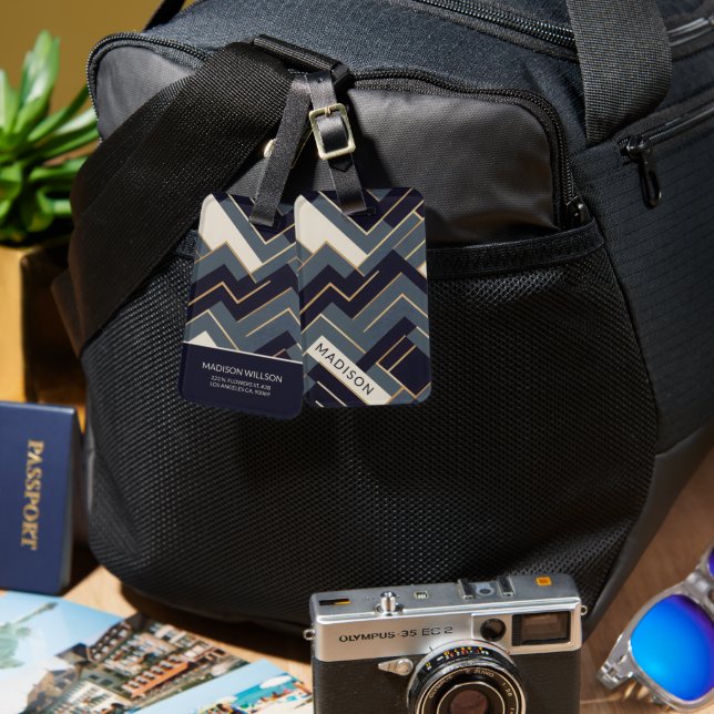 Geometrische Goldene Abbildung Gepäckanhänger (Vorderseite & Rückseite)