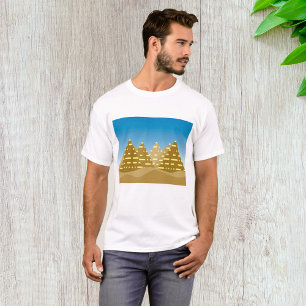 Geometrische Goldene Ägyptische Pyramiden Wüstenla T-Shirt