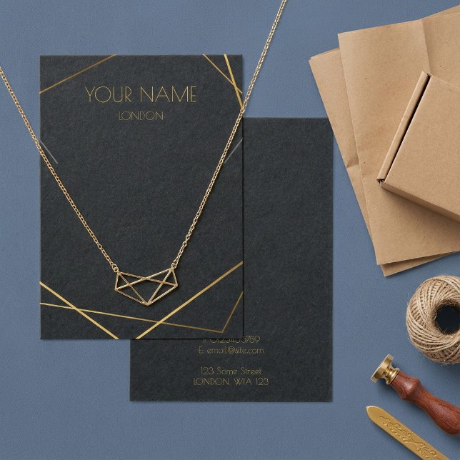 geometrische goldene Halskette oder Armband-Grafik (Gold geometric necklace or bracelet display card.)
