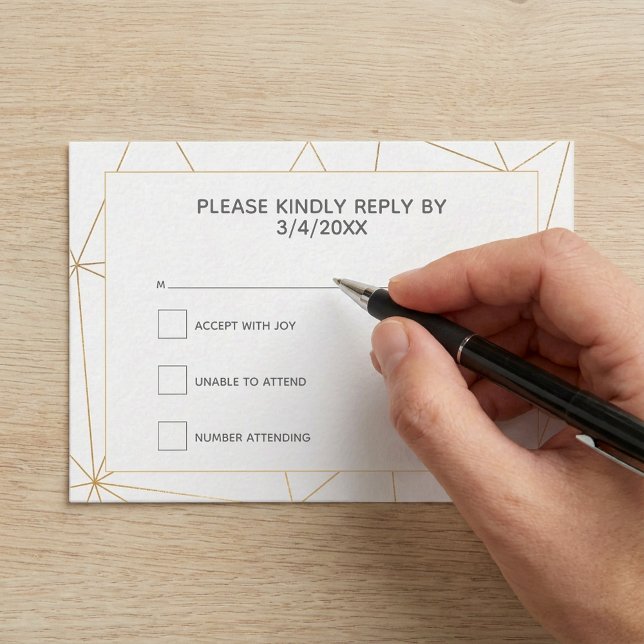 geometrische goldene UAWG Begleitkarte (Gold geometric RSVP response Enclosure Card.)