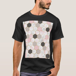 Geometrische Goldfolie, Marmorhexagonmuster. T-Shirt