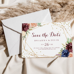 Geometrische Goldkalligrafie Horizontal Wedding Save The Date