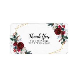 Geometrische Goldrahmen Burgundy Winter-Blume Adressaufkleber