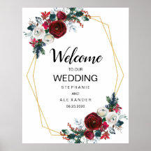 Geometrische Goldrahmen Burgundy Winter-Blume