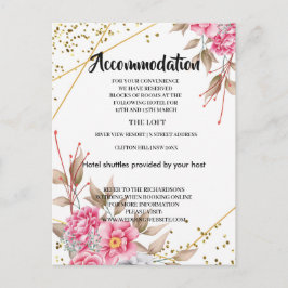 Geometrische Goldrahmen Rosa Blumenunterkunft Ankündigungspostkarte