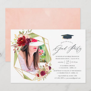 Geometrische Graduierungspartei Burgund und Blush Einladung