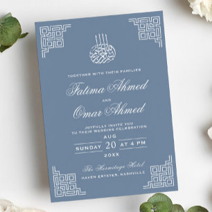 Geometrische Grenze Periwinkle Islamische Hochzeit Einladung