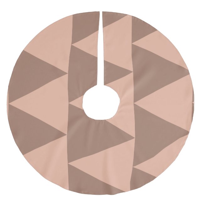 Geometrische große Dreiecke Mocha Mousse Dusty Pin Polyester Weihnachtsbaumdecke (Vorderseite)