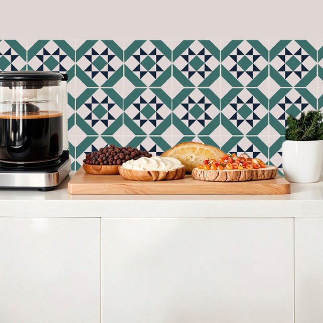 Geometrische grüne Fliesenboden-Inspiration Fliese (Von Creator hochgeladen)