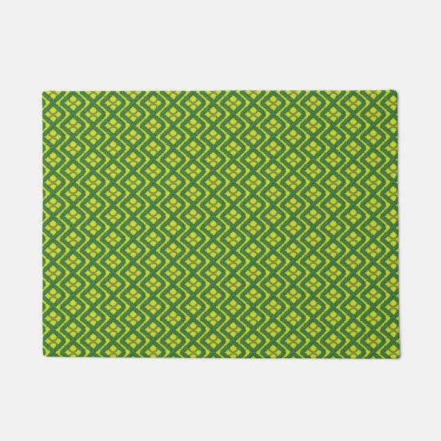 Geometrische Grüne Garland-Quadrate Fußmatte (Vorderseite)
