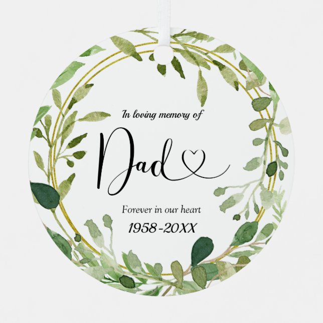 Geometrische Grüne im Gedächtnis des Vaters Ornament Aus Metall (Vorderseite)