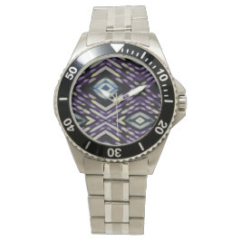 Geometrische grüne lila handgezeichnete Kunst Armbanduhr