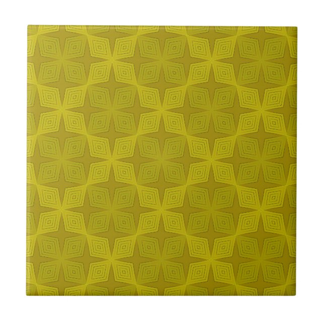 Geometrische grüne Oliven Art Deco Fliese (Vorderseite)