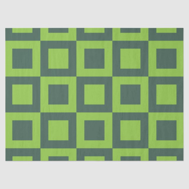 Geometrische grüne Quadrate Seidenpapier (Vorderseite)