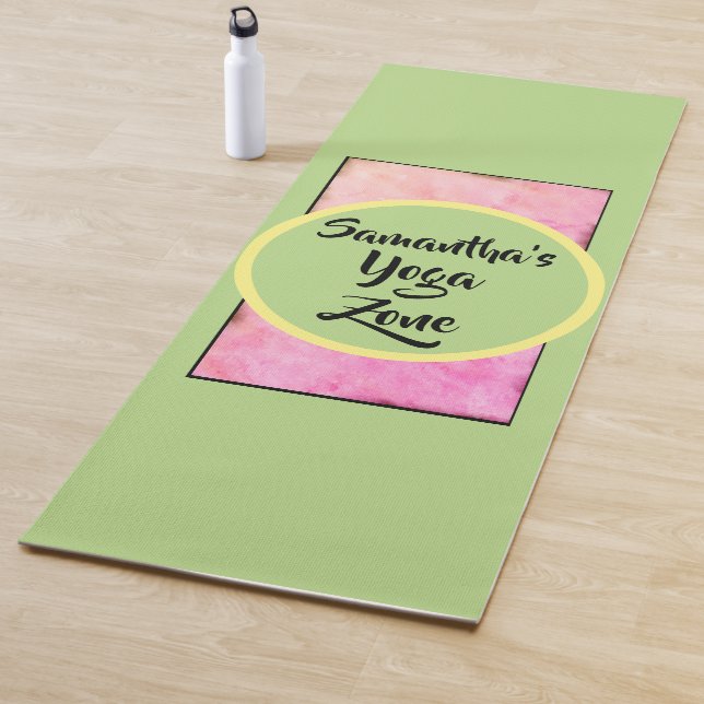 Geometrische grüne Rosa Wasserfarbe Yogamatte (Beispiel)