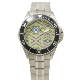 Geometrische grüne violette Handzeichnung Kunst Armbanduhr