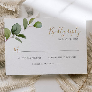 Geometrische Grünpflanzen Eukalyptus Hochzeit RSVP Karte