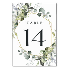 Geometrische Grünpflanzen Moderne Gold Sukkulente Tischnummer