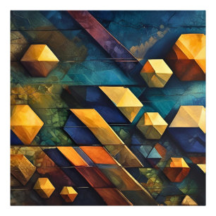 Geometrische Harmonie: Abstrakte Würfel in Gold un Fotodruck