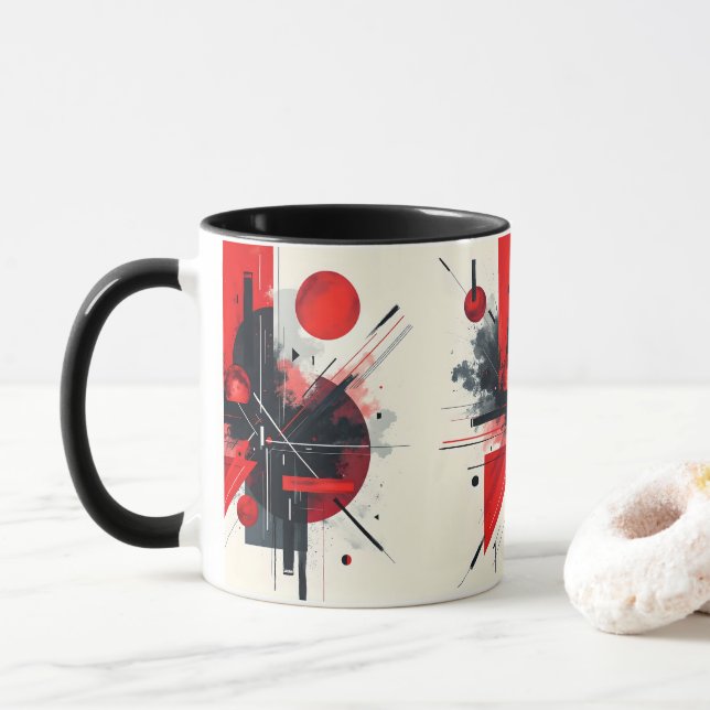Geometrische Harmonie: Der Abstrakte Kunstkaffee Tasse (Mit Donut)