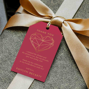 Geometrische Herz Valentinstag Brautparty Geschenkanhänger